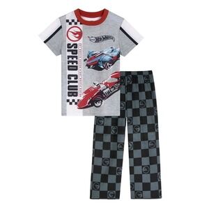 NWT Hot Wheels Boys Pajama Set Small 6-7 T-Shirt Pants Cars Kidcore Gift